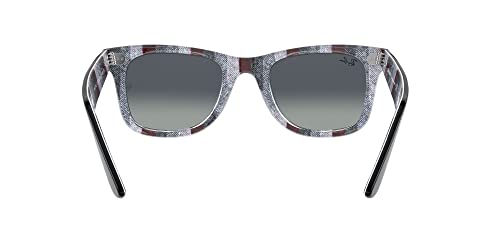 Ray-Ban RB2140 Original Wayfarer Square Sunglasses, Black On Chevron Grey/Burgundy/Light Grey Gradient Blue, 50 mm