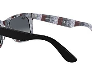 Ray-Ban RB2140 Original Wayfarer Square Sunglasses, Black On Chevron Grey/Burgundy/Light Grey Gradient Blue, 50 mm