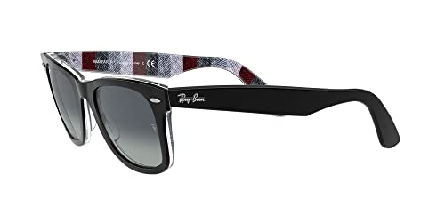 Ray-Ban RB2140 Original Wayfarer Square Sunglasses, Black On Chevron Grey/Burgundy/Light Grey Gradient Blue, 50 mm