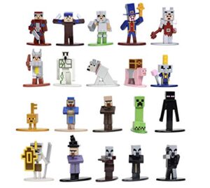 jada toys minecraft dungeons nano metalfigs 1.65" die-cast collectible figures 20-pack wave 4, toys for kids and adults silver