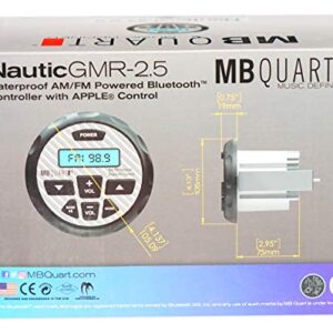 MB Quart GMR-2.5 Bluetooth Gauge Stereo Receiver w/Aux For RZR/ATV/UTV/Cart Bundle with Pair Rockville RKL65MBW Marine Boat Speakers and Pair RWB70B Marine Swivel Tower Speakers