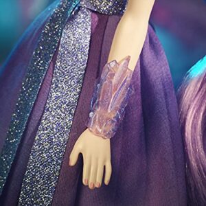 Barbie Crystal Fantasy Collection Amethyst Doll (13-in, Platinum Hair) with Genuine Amethyst Stone Necklace, Wearing Gown and Accessories, Gift for Collectors