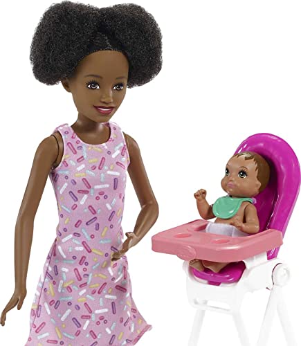 Barbie Skipper Babysitters Inc. Dolls & Playset with Babysitting Skipper Doll, Color-Change Baby Doll, High Chair & Party-Themed Accessories for Kids 3 to 7 Years Old