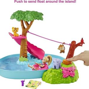 Barbie and Chelsea The Lost Birthday Splashtastic Pool Surprise Playset with Chelsea Doll (6-in), 3 Baby Animals, Slide, Zipline & Accessories, Gift for 3 to 7 Year Olds