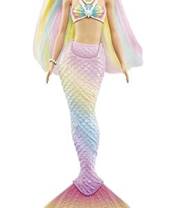 Barbie Dreamtopia Doll, Rainbow Magic Mermaid with Rainbow Hair and Blue Eyes, Water-Activated Color-Change Feature