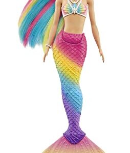 Barbie Dreamtopia Doll, Rainbow Magic Mermaid with Rainbow Hair and Blue Eyes, Water-Activated Color-Change Feature