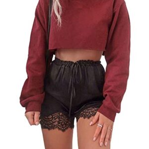 Artfish Women's Crewneck Long Sleeve Crop Tops Workout Casual Pullover Loose Sweatshirts Maroon Burgundy Christmas Red M