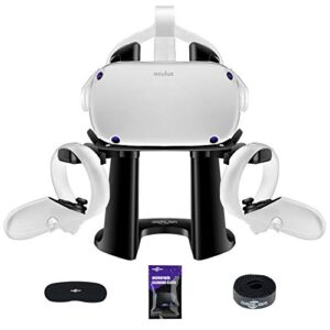 sarlar vr stand, display holder for oculus quest 2/ quest/rift s/valve index headset and touch controllers accessories
