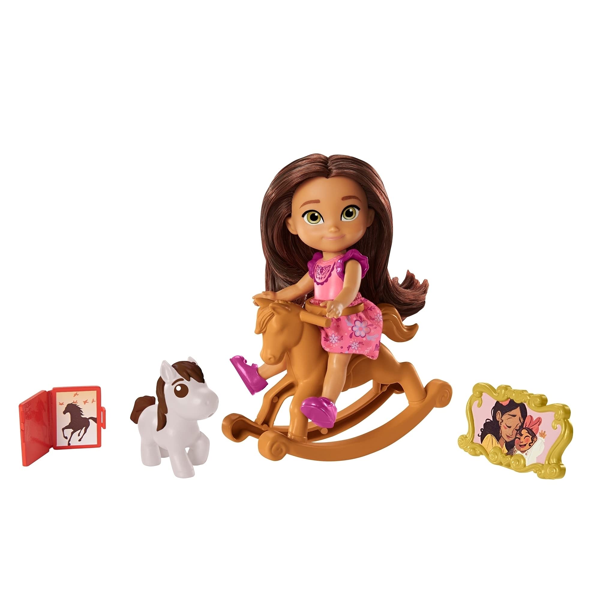 Mattel Spirit Untamed Young Lucky Doll (Approx. 4-in), 5 Movable Joints & Story Accessories: Rocking Horse, Small Horse & More, Great Gift for Ages 3 Years Old & Up