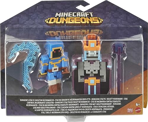 Minecraft Dungeons 3.25" 2-Pk, Arch Illager & Redstone Golem Battle Figures, Great for Playing, Trading, and Collecting, Action and Battle Toy for Boys and Girls Age 6 and Older