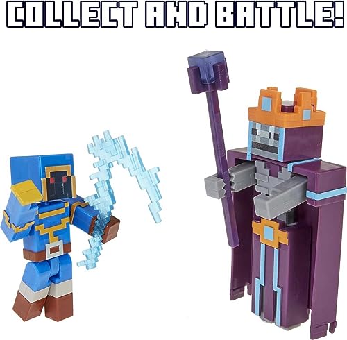 Minecraft Dungeons 3.25" 2-Pk, Arch Illager & Redstone Golem Battle Figures, Great for Playing, Trading, and Collecting, Action and Battle Toy for Boys and Girls Age 6 and Older