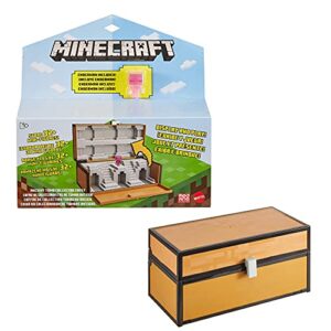 mattel minecraft collector chest and exclusive mini figure, carrying chest for video-game characters for playing, trading, and collecting, action and battle toy for kids ages 6 years and older