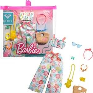Barbie Storytelling Fashion Pack of Doll Clothes Inspired by Roxy: Matching Floral Top & Pants with 7 Accessories Dolls Including Pineapple Purse, Gift for 3 to 8 Year Olds