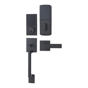 amazon basics grade 3 electronic touchscreen deadbolt door keypad lock with handleset, matte black, 133mm h uppper x 294.5mml lower