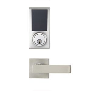 amazon basics grade 3 electronic touchscreen deadbolt door lock with passage lever - satin nickel