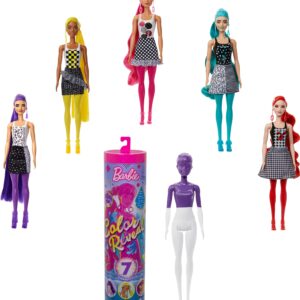 Barbie Color Reveal Doll & Accessories, Color-Block Series, 7 Surprises, 1 Barbie Doll (Styles May Vary)