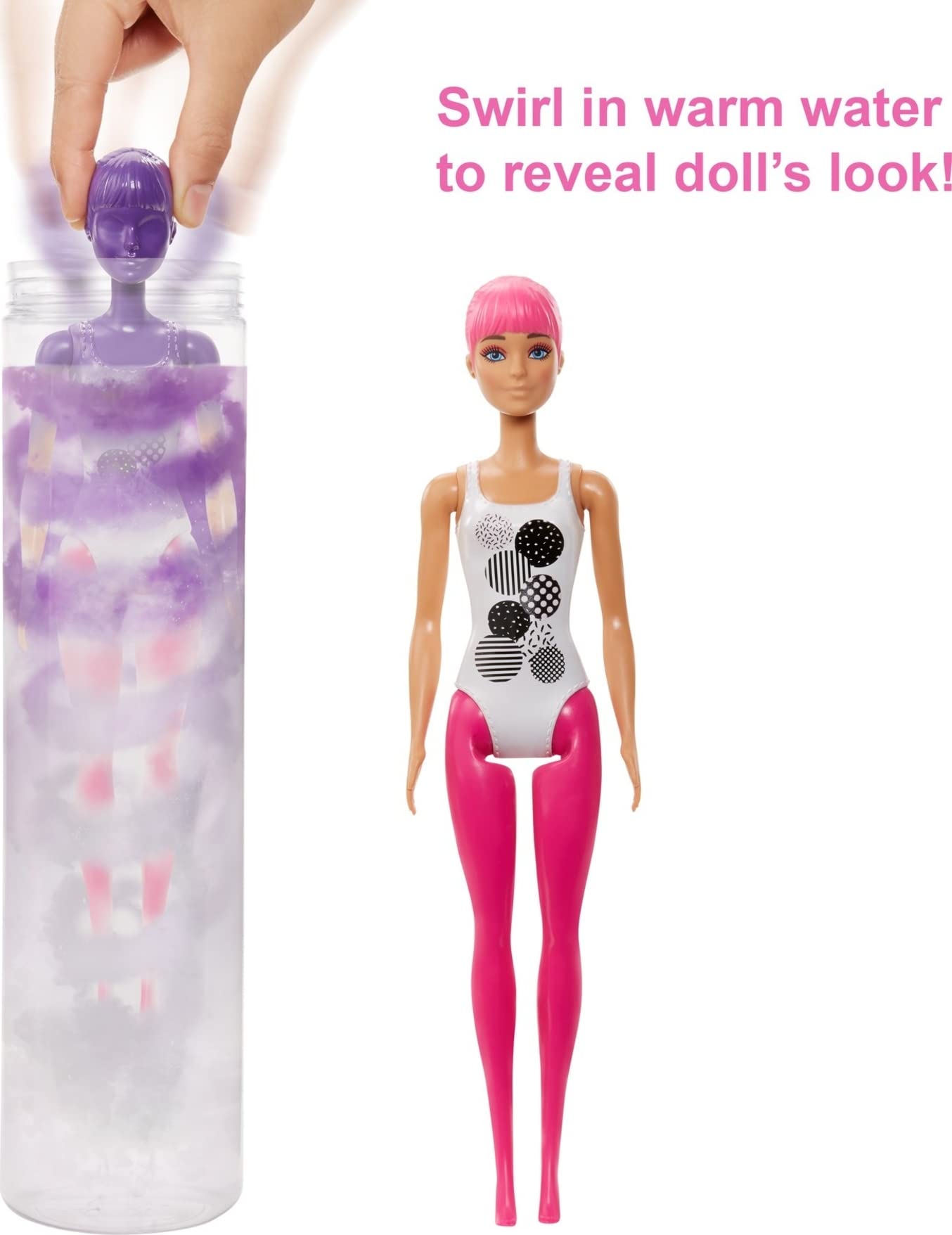 Barbie Color Reveal Doll & Accessories, Color-Block Series, 7 Surprises, 1 Barbie Doll (Styles May Vary)