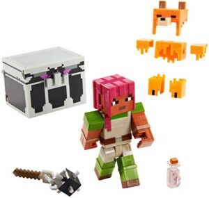 mattel minecraft dungeons battle chest with figure, weapon and accessories, action & adventure toy based on video game, for storytelling play and display, gift for 6 years old and up