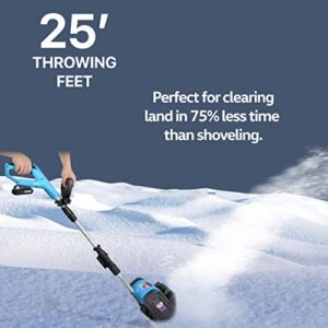 AlphaWorks Snow Thrower/Handheld Electric Shovel, Cordless DC 20V, Removable Battery, Lightweight | 10" x 5" Clearing, 25' ft Throwing Distance, 300 lbs/Min