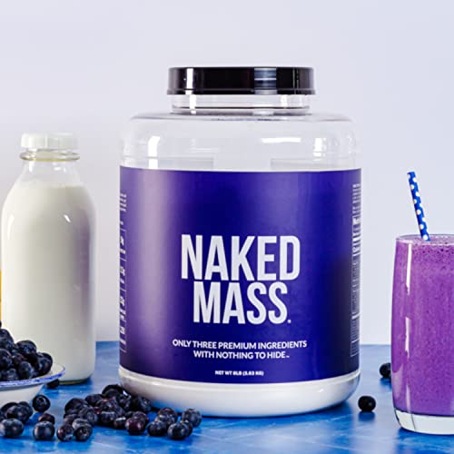 NAKED nutrition Chocolate Naked Mass - All Natural Chocolate Weight Gainer Protein Powder - 8Lb Bulk, GMO Free, Gluten Free & Soy Free. No Artificial Ingredients - 1,360 Calories - 11 Servings