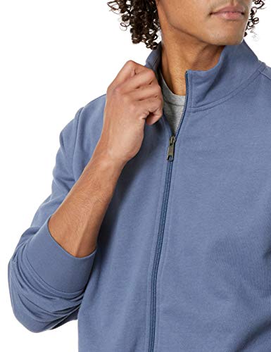 Amazon Essentials Men's Lightweight French Terry Full-Zip Mock Neck Sweatshirt, Indigo, Large