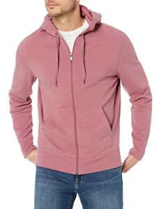 amazon essentials men's lightweight french terry full-zip hooded sweatshirt, pink, large
