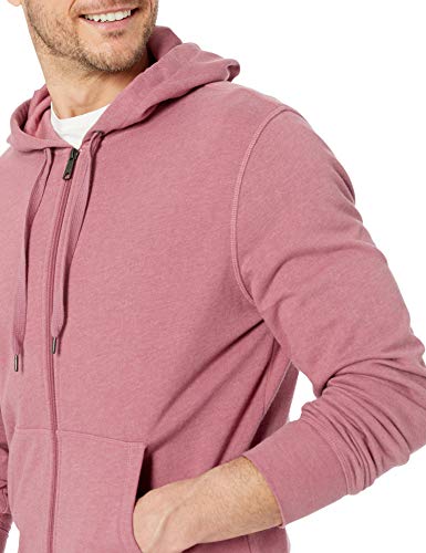 Amazon Essentials Men's Lightweight French Terry Full-Zip Hooded Sweatshirt, Pink, Large