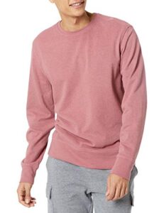 amazon essentials men's long-sleeve lightweight french terry crewneck sweatshirt, pink, x-large