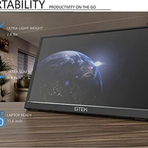 GTEK Portable Monitor 15.8 Inch IPS Full HD 1920 x 1080P Screen with Speaker, Second Dual Computer Display, Wider Than 15.6 Inch, External Travel Monitor for MacBook Laptop PC, Includes Smart Cover