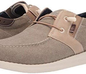 Nunn Bush Men's Brewski Moc Toe Slip-on Canvas Knit Loafer with Elastic Bungee, Stone, 11.5