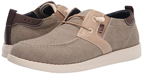 Nunn Bush Men's Brewski Moc Toe Slip-on Canvas Knit Loafer with Elastic Bungee, Stone, 11.5