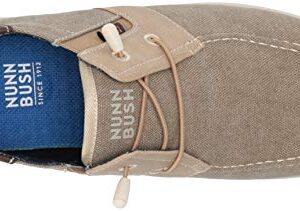 Nunn Bush Men's Brewski Moc Toe Slip-on Canvas Knit Loafer with Elastic Bungee, Stone, 11.5