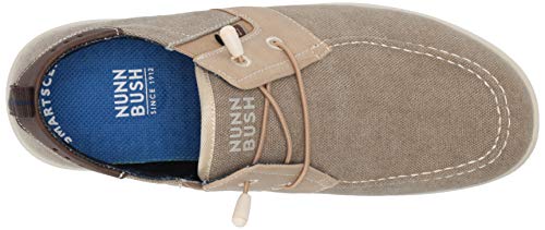 Nunn Bush Men's Brewski Moc Toe Slip-on Canvas Knit Loafer with Elastic Bungee, Stone, 11.5