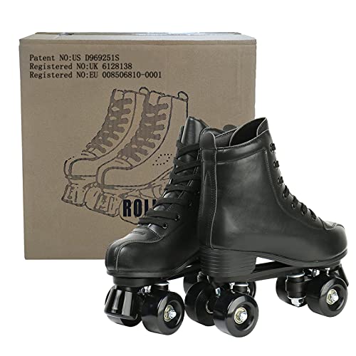 Jessie PU Leather Roller Skates Roller Skates for Women Outdoor and Indoor Adjustable Four-Wheel Premium Roller Skates for Women Men Boys and Girls