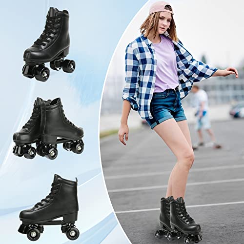 Jessie PU Leather Roller Skates Roller Skates for Women Outdoor and Indoor Adjustable Four-Wheel Premium Roller Skates for Women Men Boys and Girls