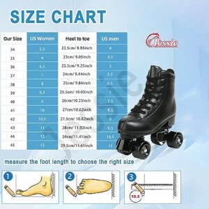 Jessie PU Leather Roller Skates Roller Skates for Women Outdoor and Indoor Adjustable Four-Wheel Premium Roller Skates for Women Men Boys and Girls