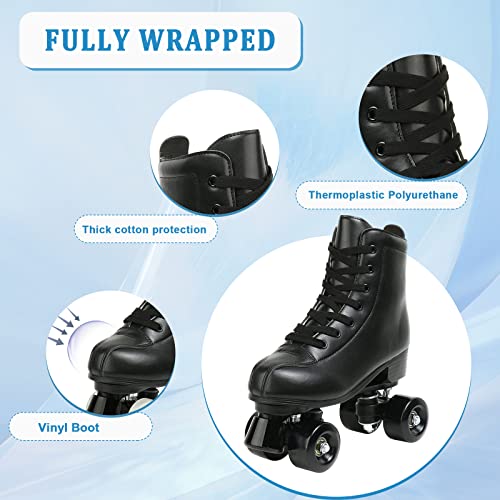 Jessie PU Leather Roller Skates Roller Skates for Women Outdoor and Indoor Adjustable Four-Wheel Premium Roller Skates for Women Men Boys and Girls