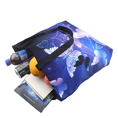 Tote Bags Travel Beach Totes Bag Shopping Zippered for Women Foldable Waterproof Overnight Handbag (Flying butterfly)