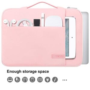 Lacdo Laptop Sleeve for Women, Laptop Sleeve Case for 13 inch New MacBook Air M2 A2681 M1 A2337 A2179 | 13 inch New MacBook Pro M2 M1 A2338 A2251 A2289 A2159 | 12.9" New iPad Pro Computer Bag, Pink