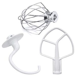 mixer aid attachments including k5ab coated flat beater&k5adh dough hook for kitchen stand mixer&k5aww wire whip perfect for 5 quart kitchen mixers aid attachments by miflus