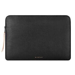 comfyable slim protective laptop sleeve 14 inch snugly compatible with macbook pro 14-inch m2 pro/max 2023 & m1, pu leather bag waterproof cover notebook computer case for mac, black