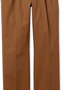 Amazon Essentials Men's Classic-Fit Wrinkle-Resistant Pleated Chino Pant (Available in Big & Tall), Dark Khaki Brown, 42W x 34L