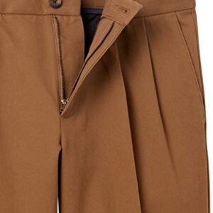 Amazon Essentials Men's Classic-Fit Wrinkle-Resistant Pleated Chino Pant (Available in Big & Tall), Dark Khaki Brown, 42W x 34L