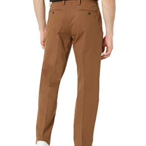 Amazon Essentials Men's Classic-Fit Wrinkle-Resistant Pleated Chino Pant (Available in Big & Tall), Dark Khaki Brown, 42W x 34L