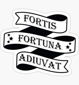 fortis fortuna adiuvat (fortune favors the brave) - sticker graphic - auto, wall, laptop, cell, truck sticker for windows, cars, trucks