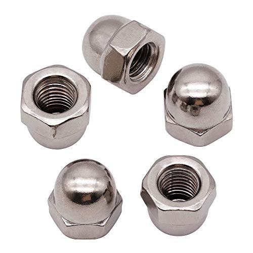 #8-32 (50 PCS) Acorn Hex Cap Nuts Locknuts, 304 Stainless Steel, Bright Finish