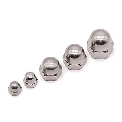 #8-32 (50 PCS) Acorn Hex Cap Nuts Locknuts, 304 Stainless Steel, Bright Finish