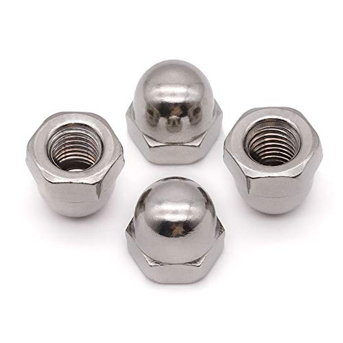 #8-32 (50 PCS) Acorn Hex Cap Nuts Locknuts, 304 Stainless Steel, Bright Finish