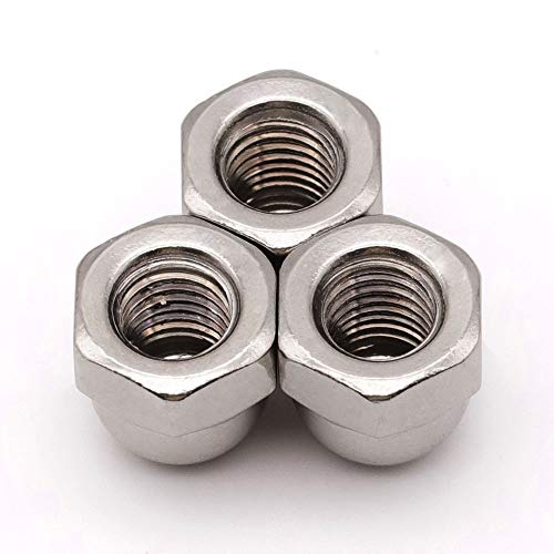 #8-32 (50 PCS) Acorn Hex Cap Nuts Locknuts, 304 Stainless Steel, Bright Finish