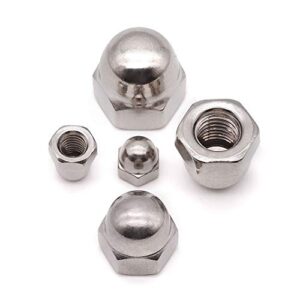 #8-32 (50 PCS) Acorn Hex Cap Nuts Locknuts, 304 Stainless Steel, Bright Finish